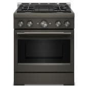 KitchenAid 30" 4.1 Cu. Ft. True Convection Freestanding Gas Air Fry Range (KFGS930SBE) - Black Ore