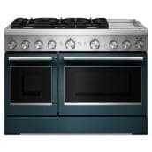 KitchenAid 48" 6.3 Cu Ft True Convection Free-Standing 6-Burner Dual Fuel Range w/ Electric Griddle (KFDD948SAG) -Agave