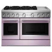 KitchenAid 48" 6.3 Cu. Ft. True Convection Free-Standing 6-Burner Dual Fuel Range w/Electric Griddle (KFDD948SWF) - Wildflower