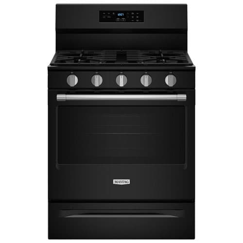 Maytag 30" 5.0 Cu. Ft. Fan Convection 5-Burner Freestanding Gas Air Fry Range (MFGS6030RB) - Black