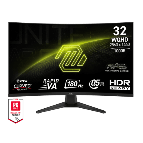 MSI 31.5" 2560 x 1440 (QHD) 180Hz 0.5ms (GTG) Curved Rapid VA Gaming Monitor Tilt adjustable (MAG 325CQF)