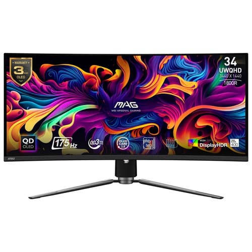 MSI 34" WQHD 175Hz 0.03ms GTG Curved QD-OLED Gaming Monitor (MAG 341CQP QD-OLED) - Black