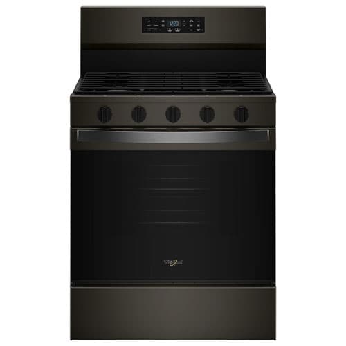 Whirlpool 30" 5.0 Cu. Ft. Free-Standing 5-Burner Self-Clean Gas Air Fry Range (WFGS5730SV) - Black Stainless Steel
