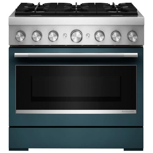 KitchenAid 36" 5.1 Cu. Ft. True Convection Free-Standing 6-Burner Dual Fuel Range (KFDS936SAG) - Agave