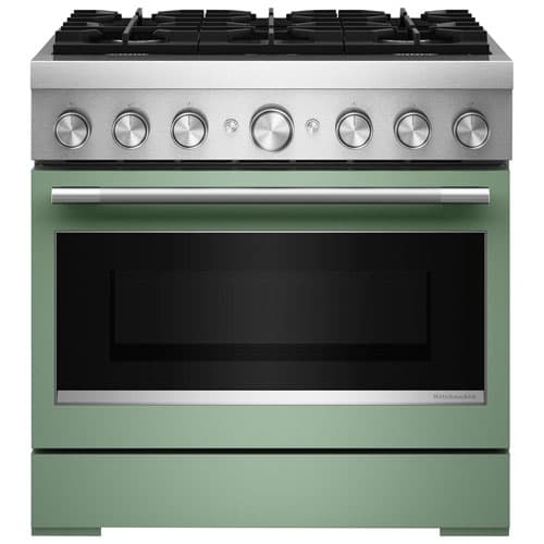 KitchenAid 36" 5.1 Cu. Ft. True Convection Free-Standing 6-Burner Dual Fuel Range (KFDS936SDC) - Cardamom