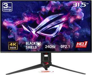 ASUS ROG Swift 32 inch UHD 4K 240Hz AMD FreeSync Premium Pro & G-Sync Compatible 0.03ms HDR500 USB-C OLED Gaming Computer Monitor with Height Adjustable, Swivel & Tilt Stand PG32UCDM3