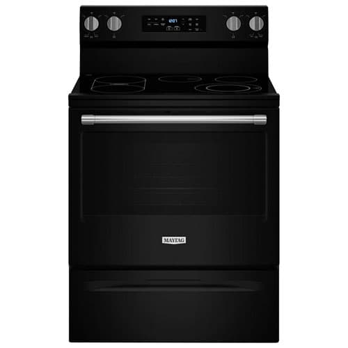 Maytag 30" 5.3 Cu. Ft. Self-Clean 5-Element Freestanding Electric Air Fry Range (YMFES6030RB) - Black