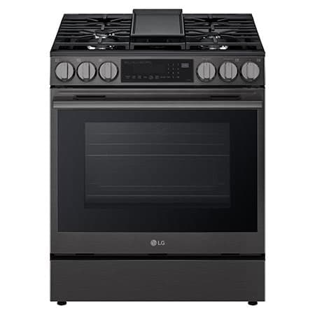 30" Gas 6.3 cu ft. Range | Probake Convection, Air Fry, InstaView®, SelfClean, EasyClean®& Smart, Black Stainless, Slide-in