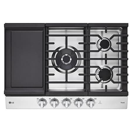 30” Gas Cooktop | UltraHeat™ 22K BTU, Dual Burner, LED Knobs, EasyClean® & Smart, Stainless