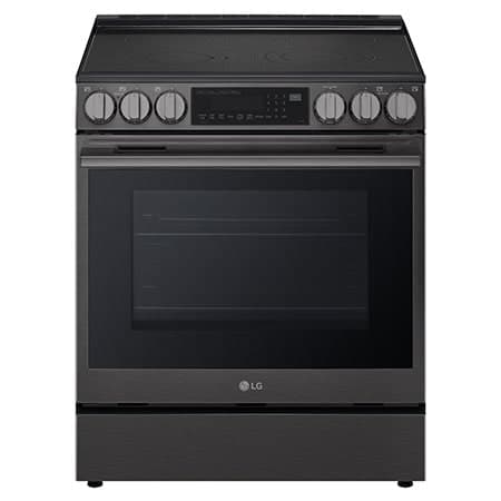 30" Elec. 6.3 cu ft. Range | Probake Convection, Air Fry, InstaView®, SelfClean, EasyClean®& Smart, Black Stainless, Slide-in