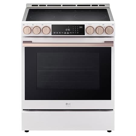 LG STUDIO 30" Induction 6.3 cu ft. Range | Probake Convection, Air Sous-Vide, Air Fry, SelfClean, EasyClean®& Smart, Essence White, Slide-in